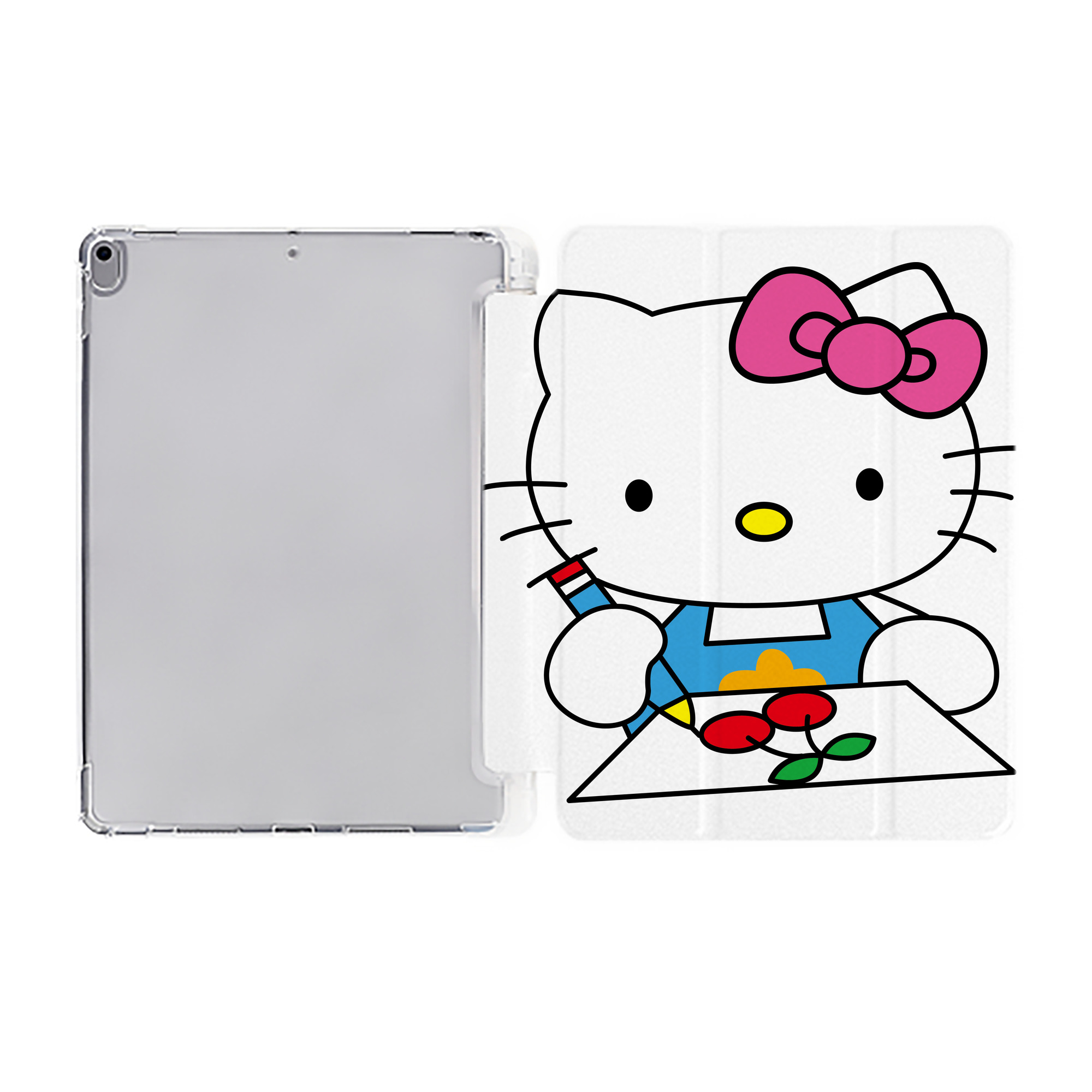 （画像用） Hello Kitty ハローキティ IPad ケース ペン収納付き 三つ折りスタンド PUレザー×シリコン 対応機種9.5/10.5/10.9インチ